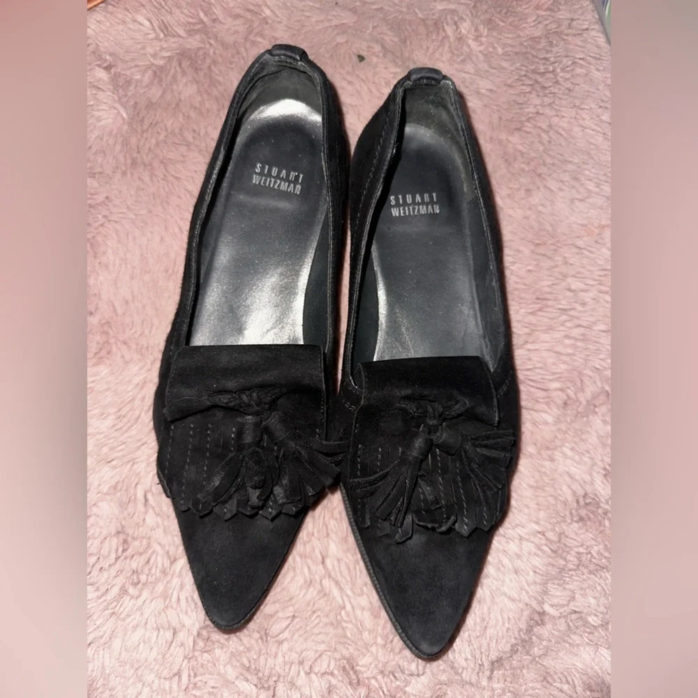 Stuart Weitzman Women's Black suede avatass Loafers 7 office fall